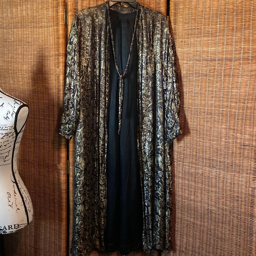 Vintage Brown and Gold Brocade Evening Coat
